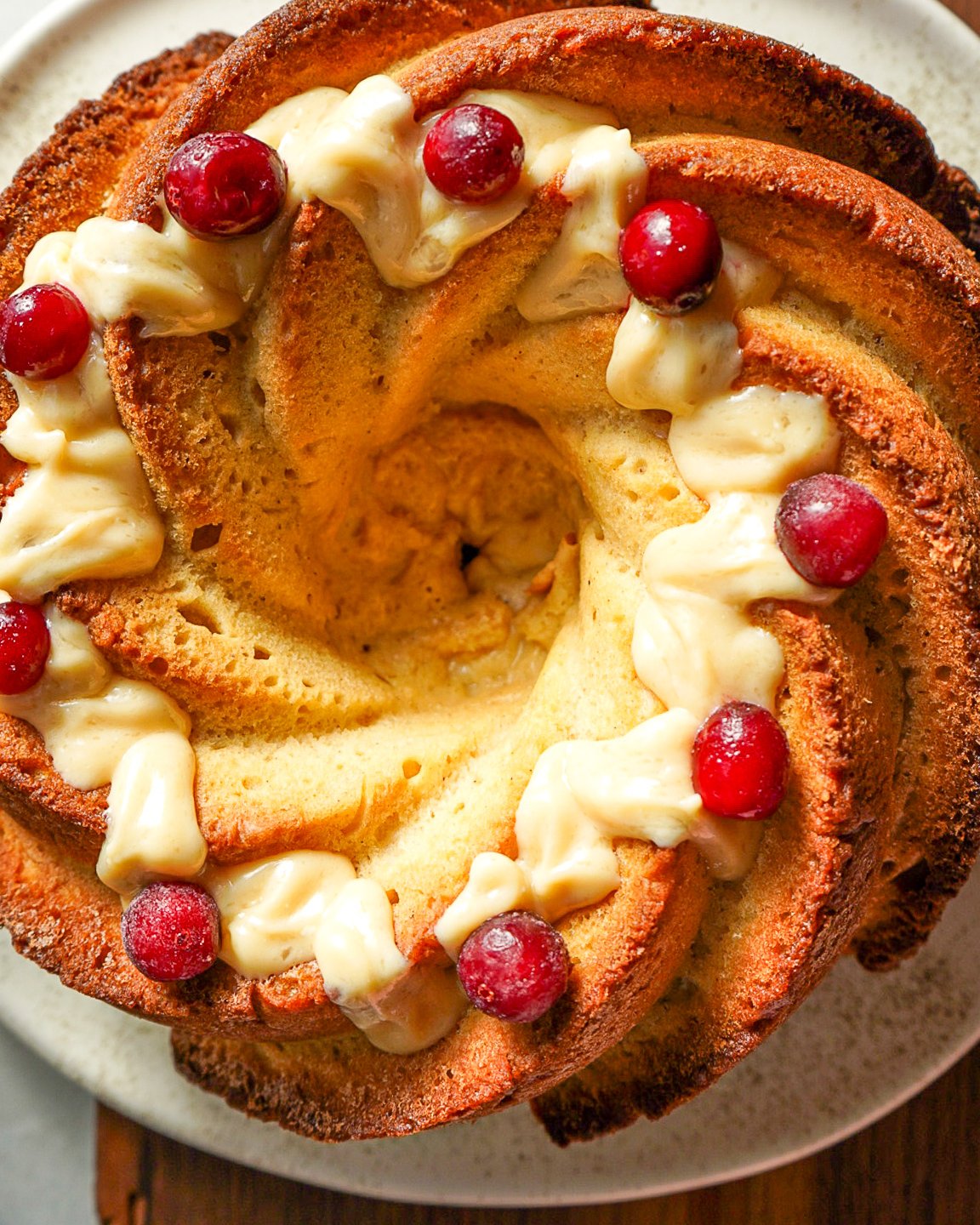 White Chocolate Cranberry Eggnog Cake, photographed by Maria